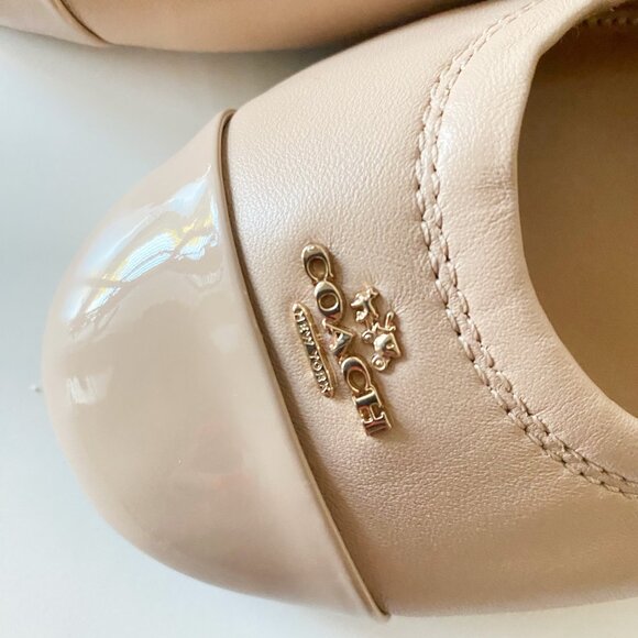Coach Chelsea Matte Leather Patent Toe Ballet Flats Size EU 39/US 8.5 EXCELLENT - Picture 12 of 14